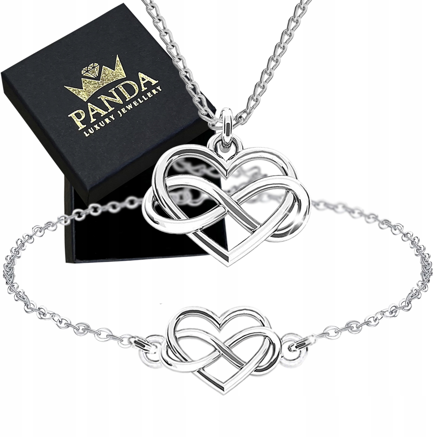 Sada stříbrných šperků Srdce Nekonečno, souprava 925 Dárek pro manželku maminku