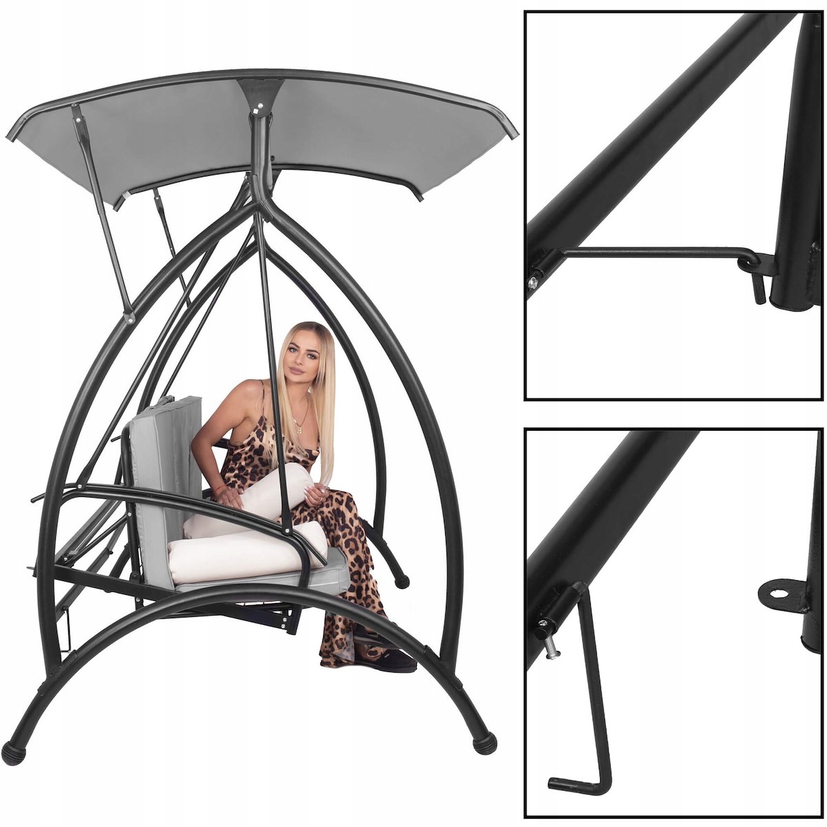 HUŚTAWKA OGRODOWA BUJANA ŁAWKA 3 OSOBOWA ROZKŁADANA 2w1 + DASZEK MATERAC Kod producenta GS0030