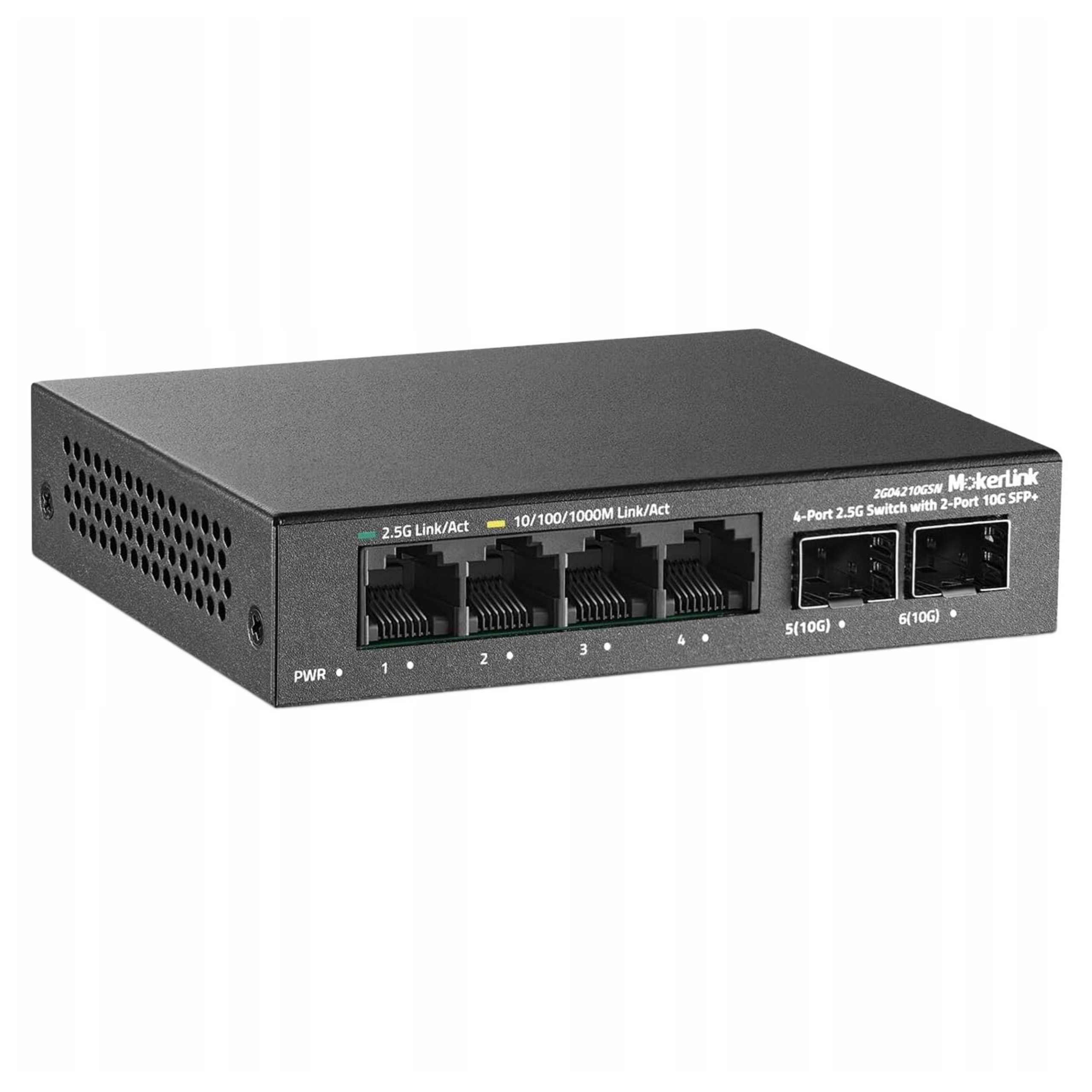 Switch 4x 2.5G 2x 10G Sfp+ przełącznik sieciowy metalowy mini pasywny 10G