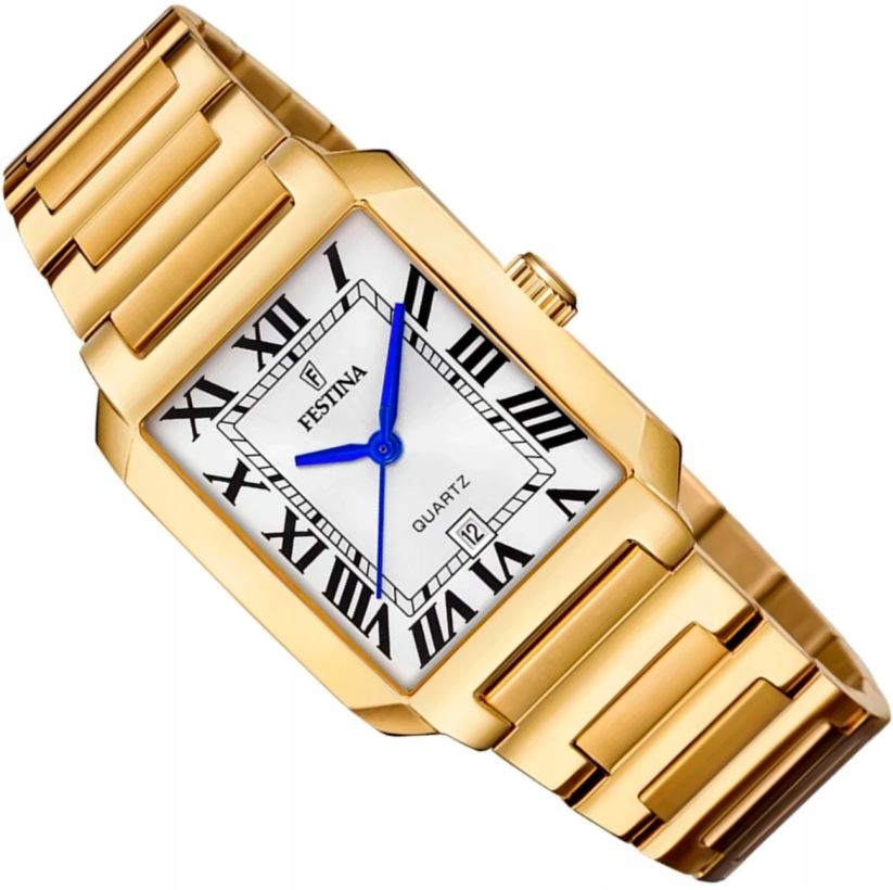 Elegantní Dámské Hodinky Festina F20680/1 Obdélníkový Bílo-zlatý Set