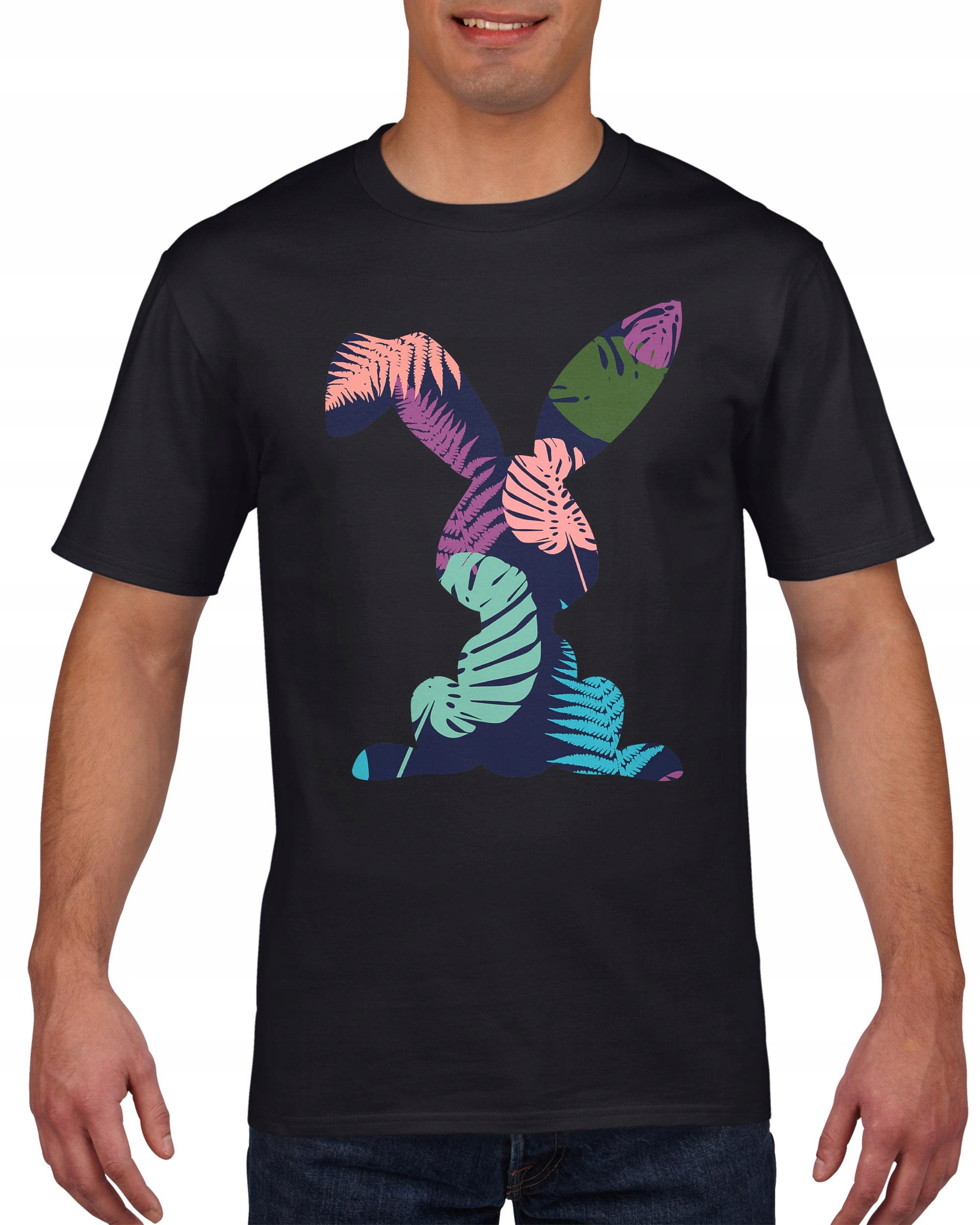 

Koszulka męska Królik Zając Wzór Tropikalny XL