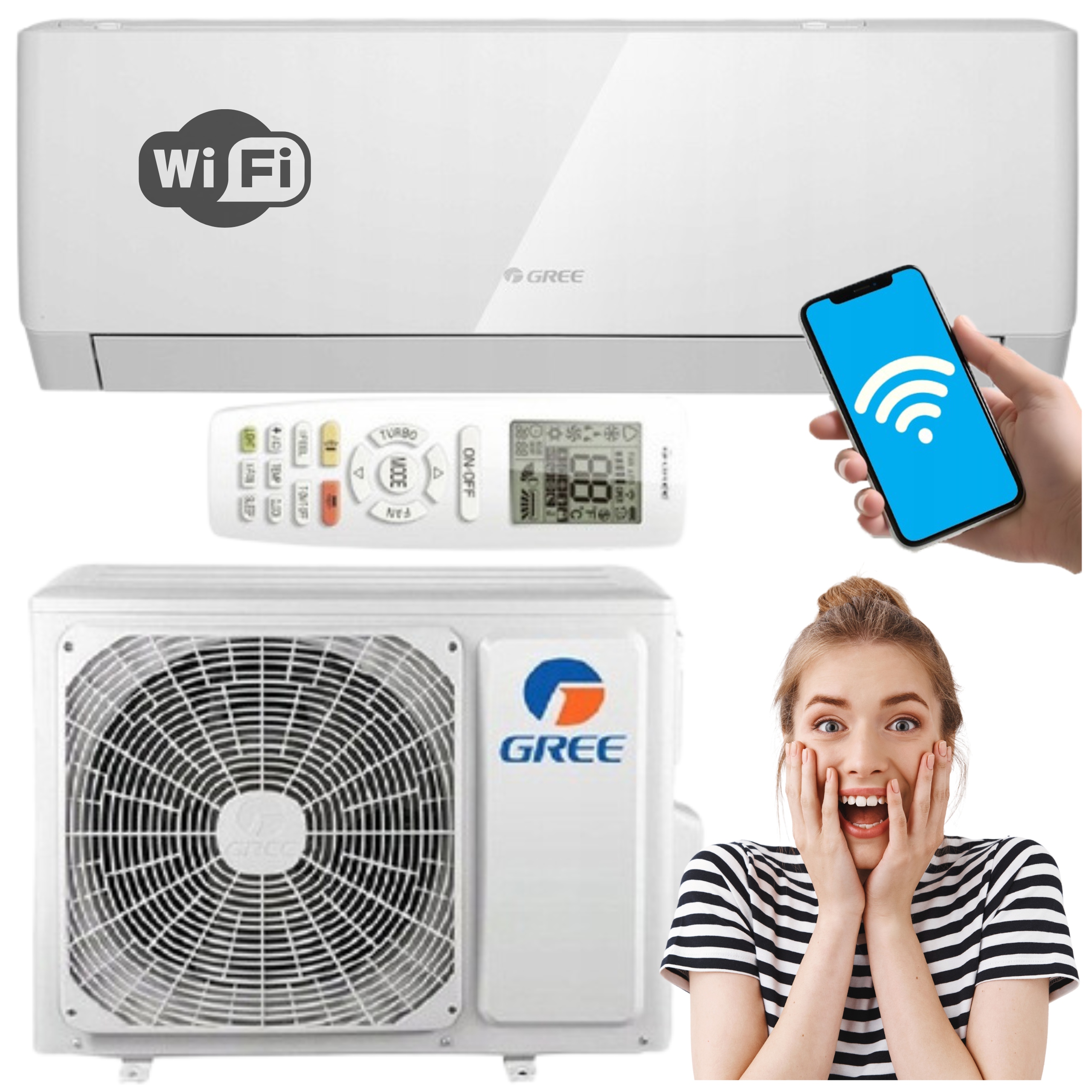 Nástenná klimatizácia Gree Pular Wifi 2,5kW s Wifi, klimatizácia do domu, pre priestory do 30m2