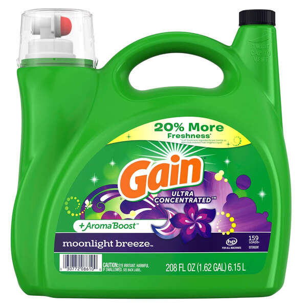 Gel na praní tkanin Univerzální 159 praní Gain Moonlight Breeze 6,15 l