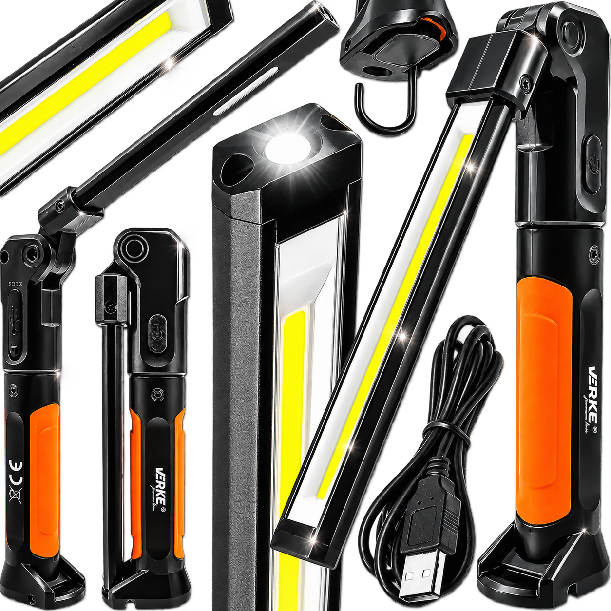 Lampka Warsztatowa Robocza Led Cob Latarka Akumulatorowa Z Magnesem Hak Usb