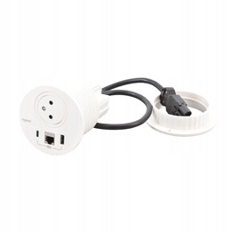 Nábytková zásuvka 2P+Z/USB A+C/RJ45 Bílá 654701