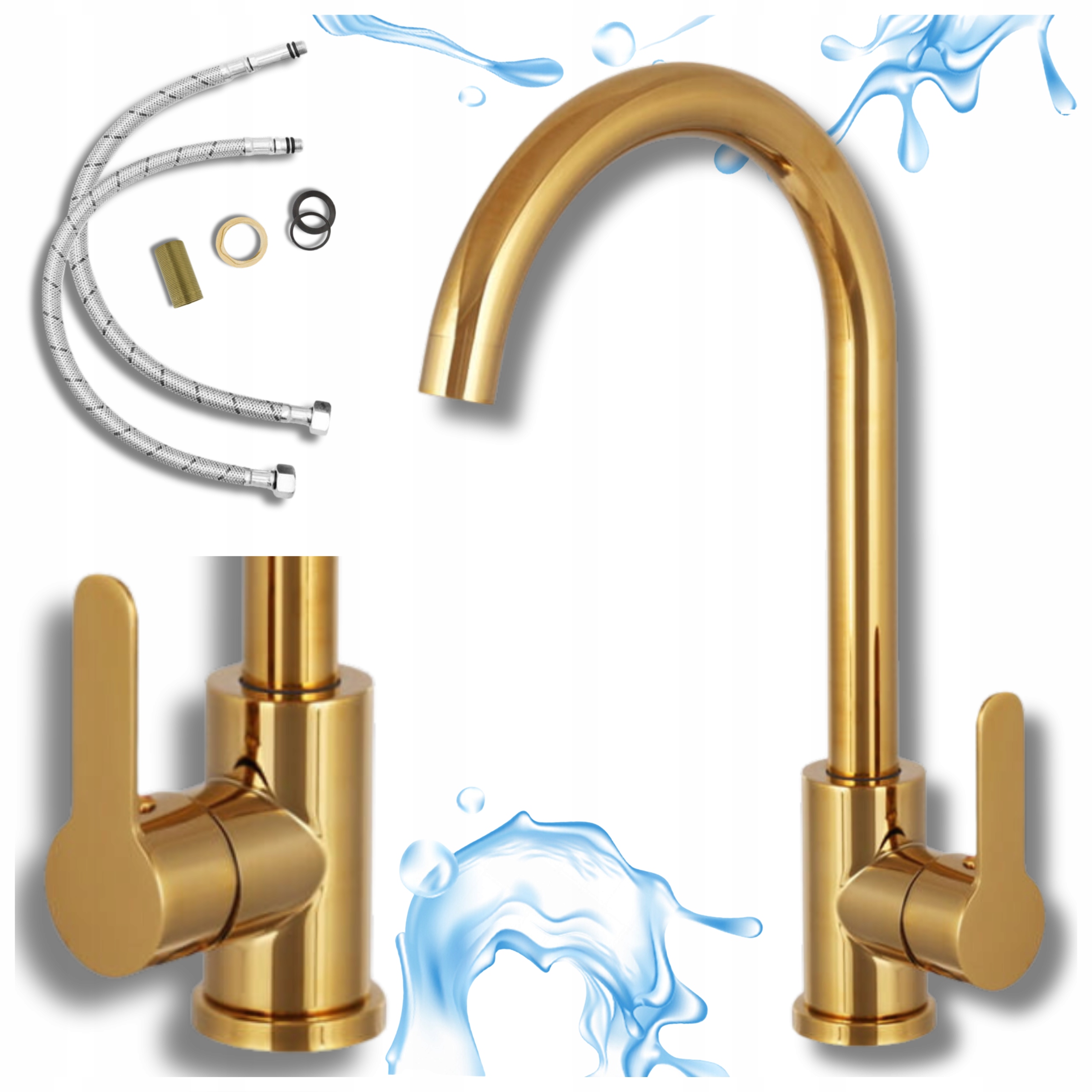 Kuchyňská stojánková baterie Zlatá Dego Gold Kuchyňský kohout do dřezu