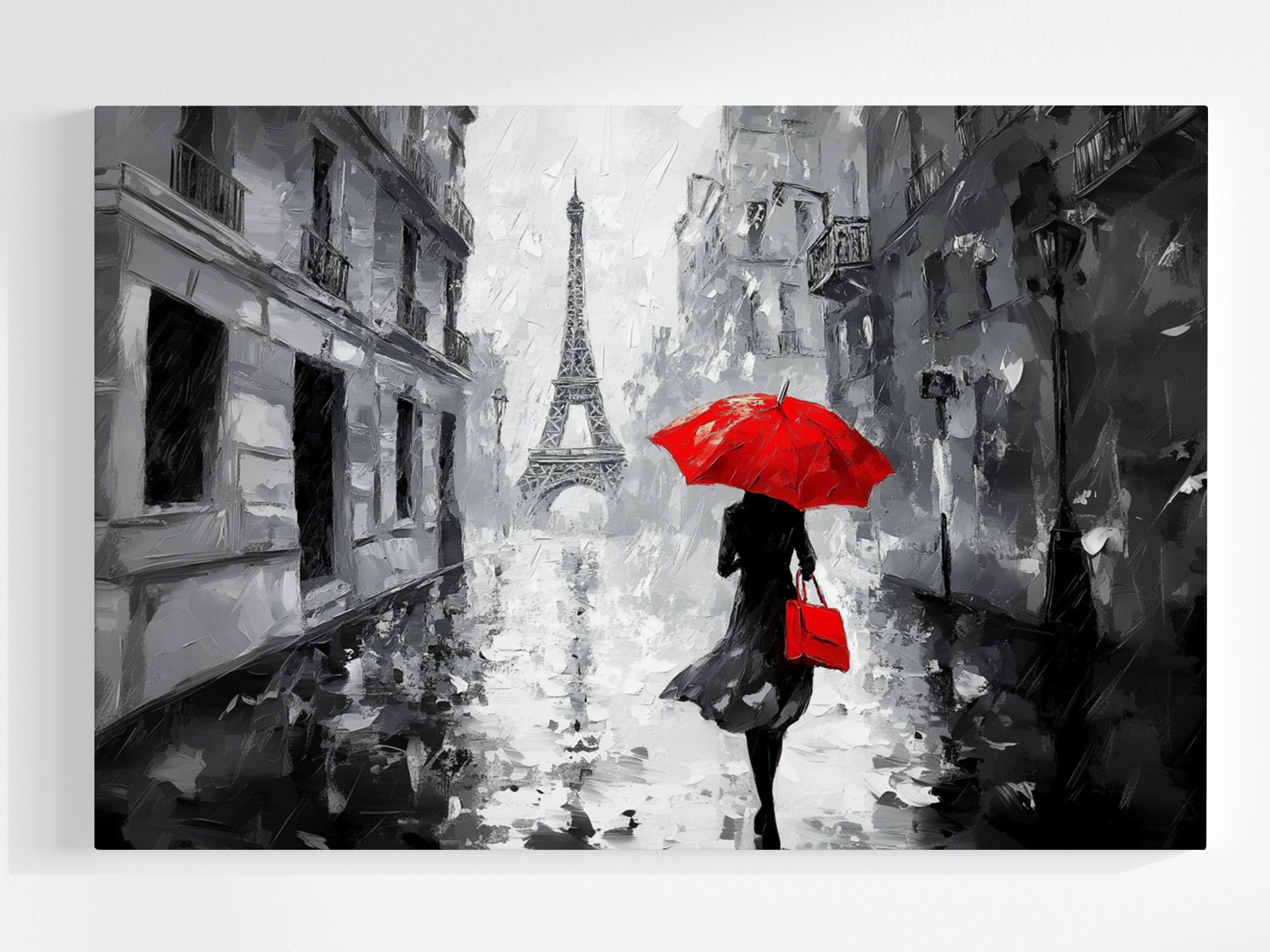 Obraz Na Plátně Canvas Paříž Eiffelova Věž Déšť Žena Deštník 120x80