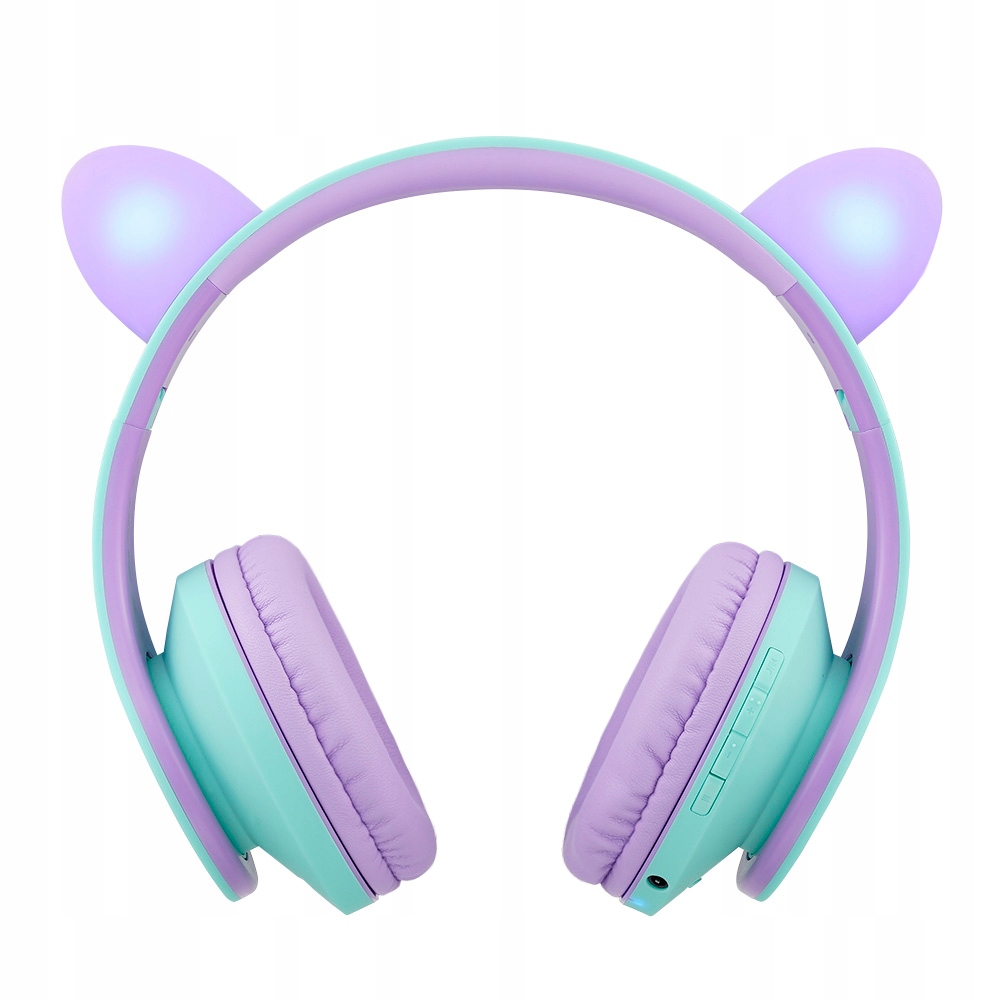 Sluchátka pro děti PowerLocus Kids TealPurple cat bezdrátová Bluetooth