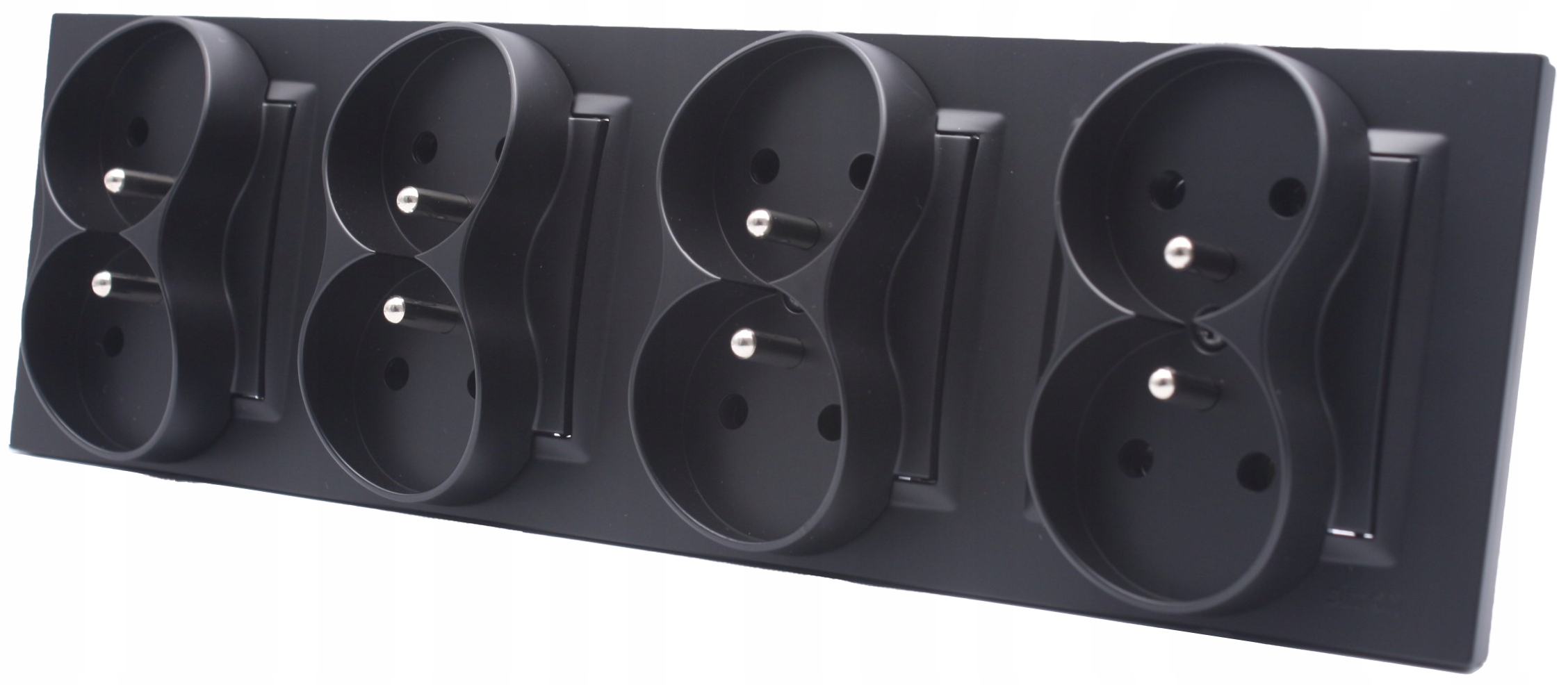 8násobná zásuvka černá sada s rámečkem 4 dvojité zásuvky Kontakt Simon 10