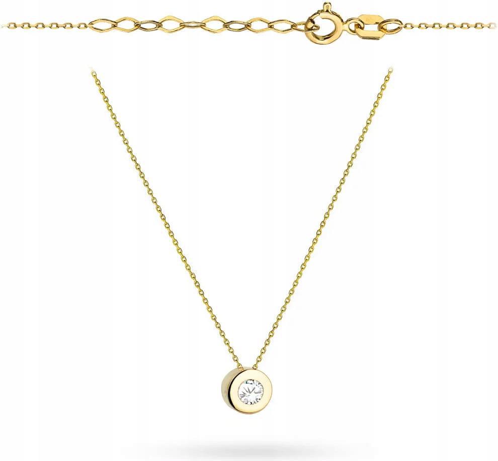 Zlatý náhrdelník 585 dámský s malým zirkonem ve zlatém rámečku jako dárek