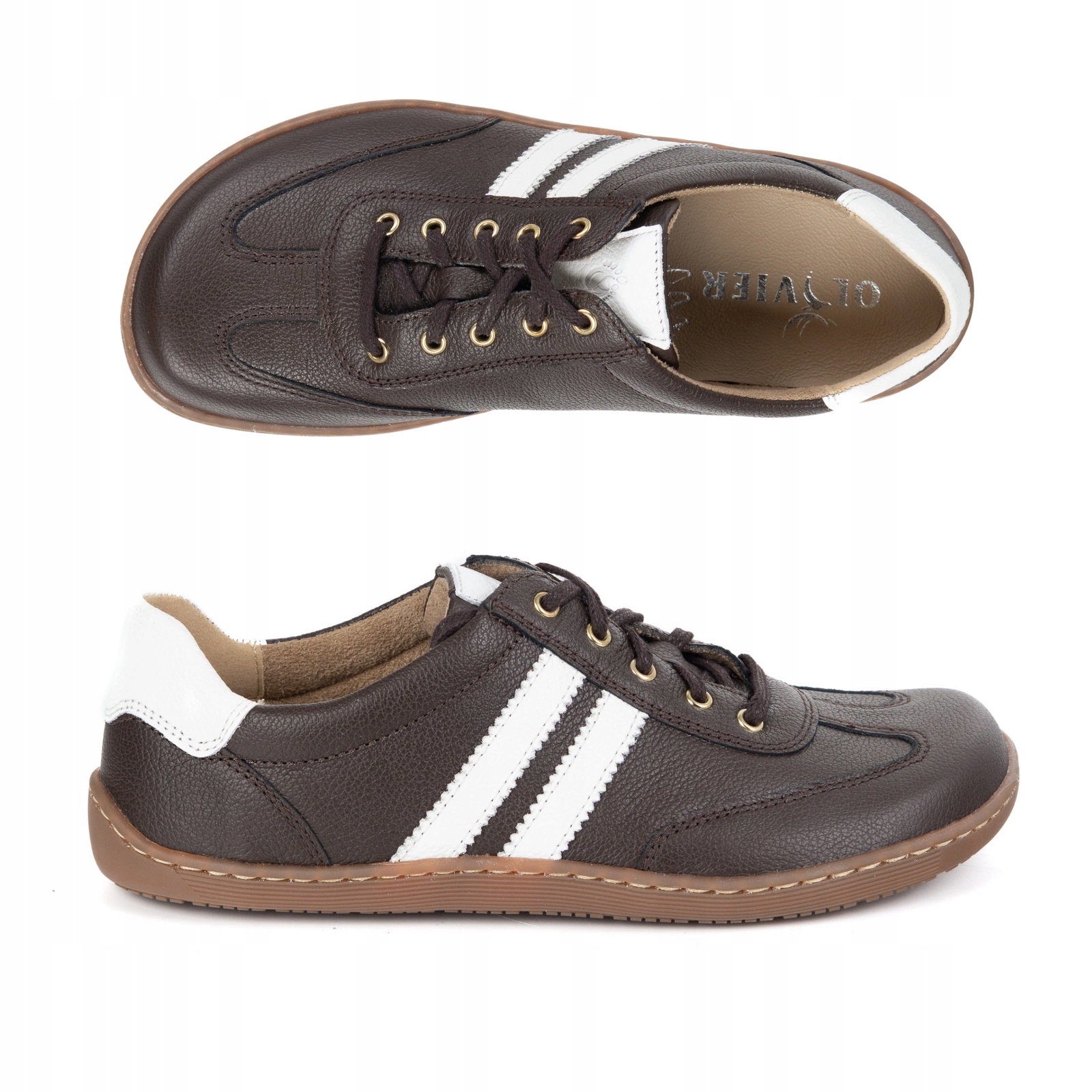 Dámské barefootové boty Olivier 1287 kožené, široká přední část, hnědé, velikost 42