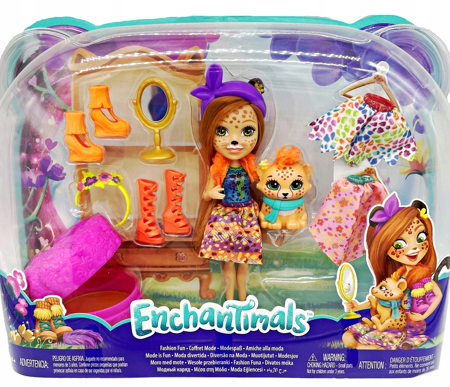 Enchantimals WESOŁE PRZEBIERANKI LALKA CHERISH CHEETAH + TYGRYSEK