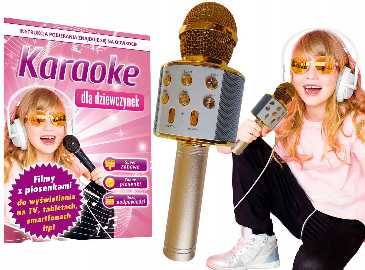 Firmowy MIKROFON BEZPRZEWODOWY BT Karaoke