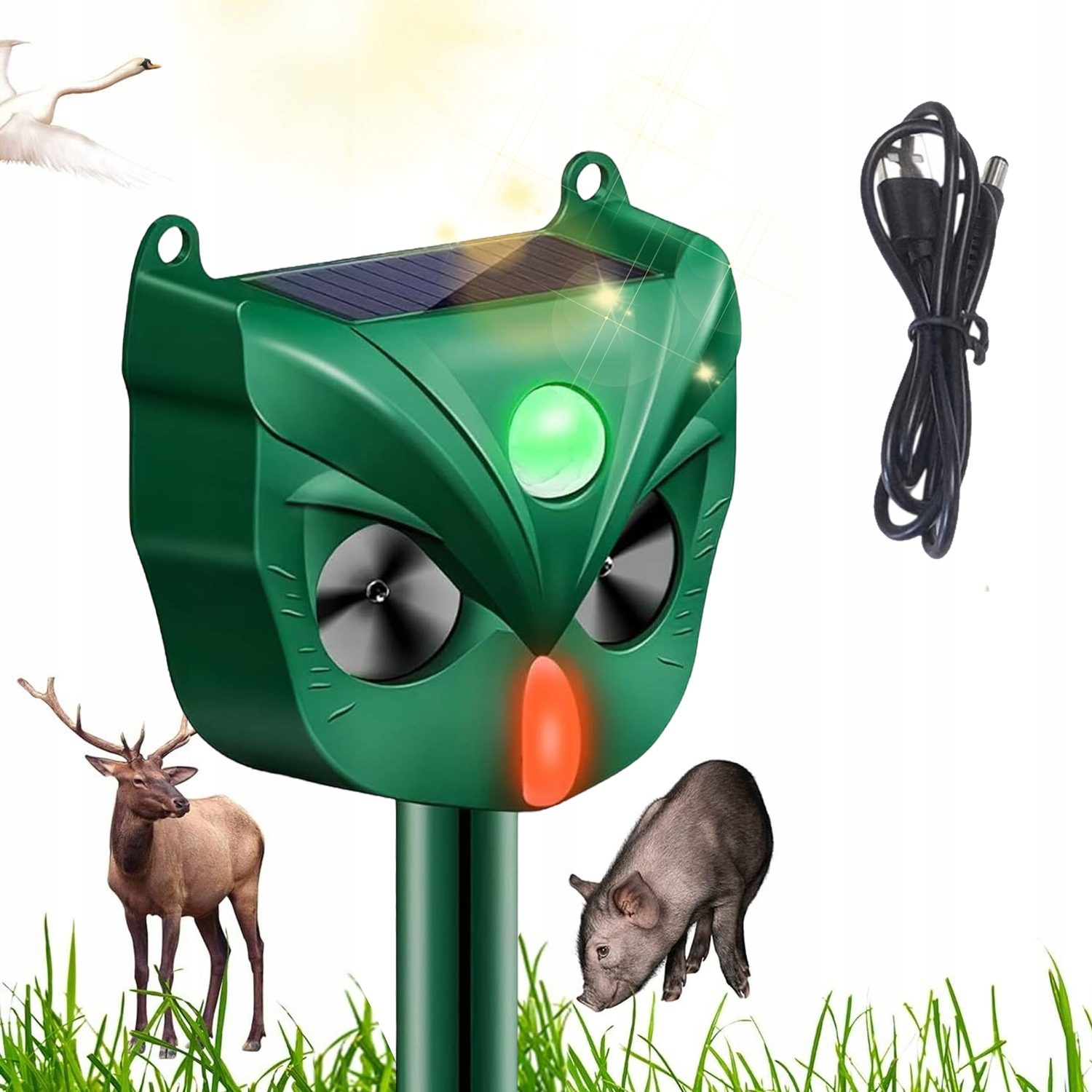 Solární Ultrazvukový Odpuzovač Zvířat S Pohybovým Senzorem Usb