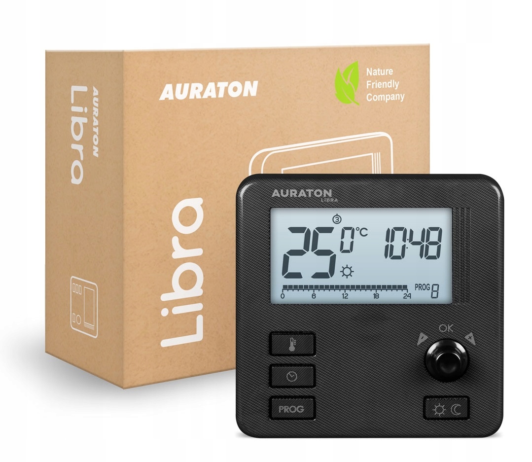 Auraton Libra Černý Týdenní Kabelový Regulátor Teploty Termostat