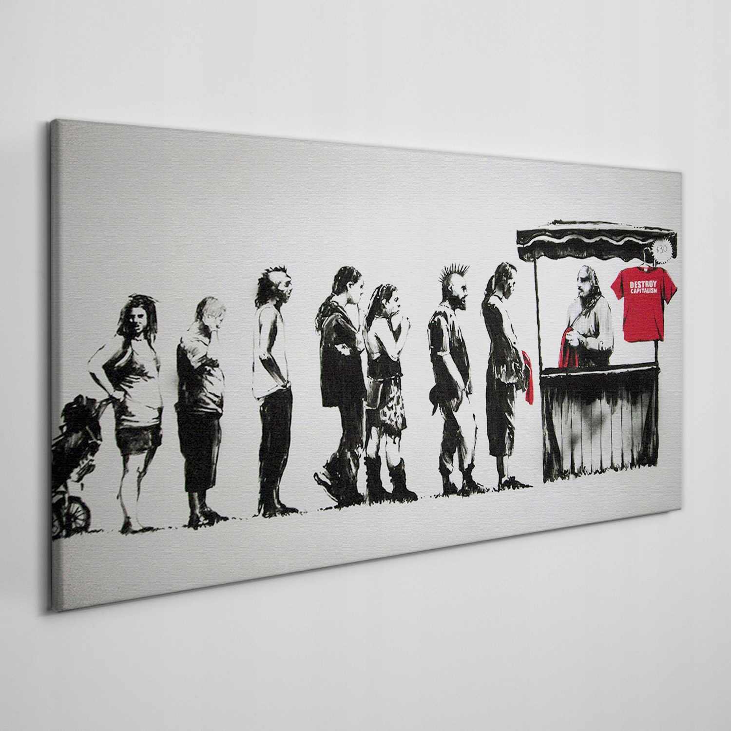 

Obraz płótno Festiwal Banksy czarno-biały 100x50