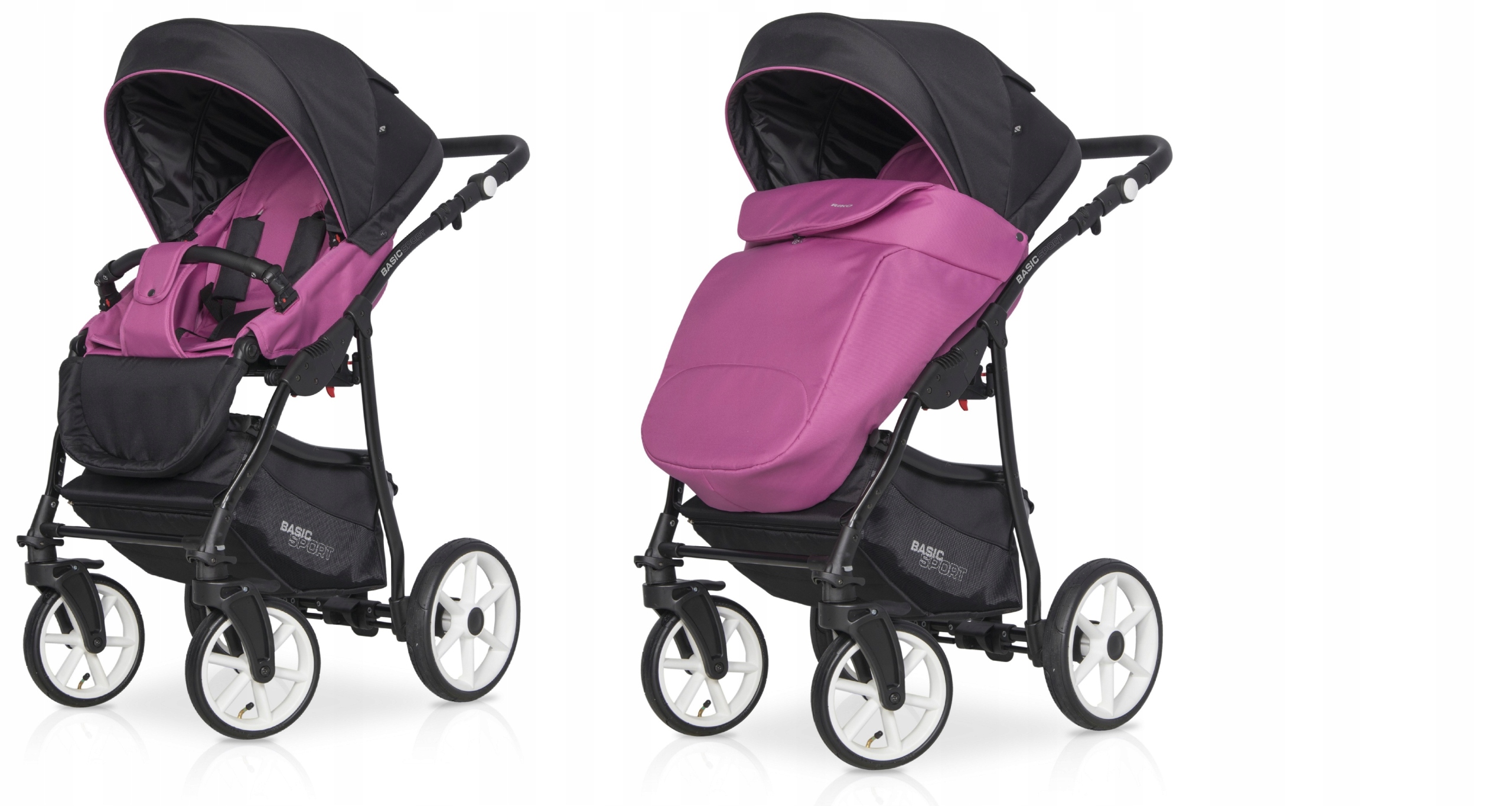 WÓZEK 3w1 WIELOFUNKCYJNY Riko BASIC SPORT MAGENTA Rodzaj kół Pompowane