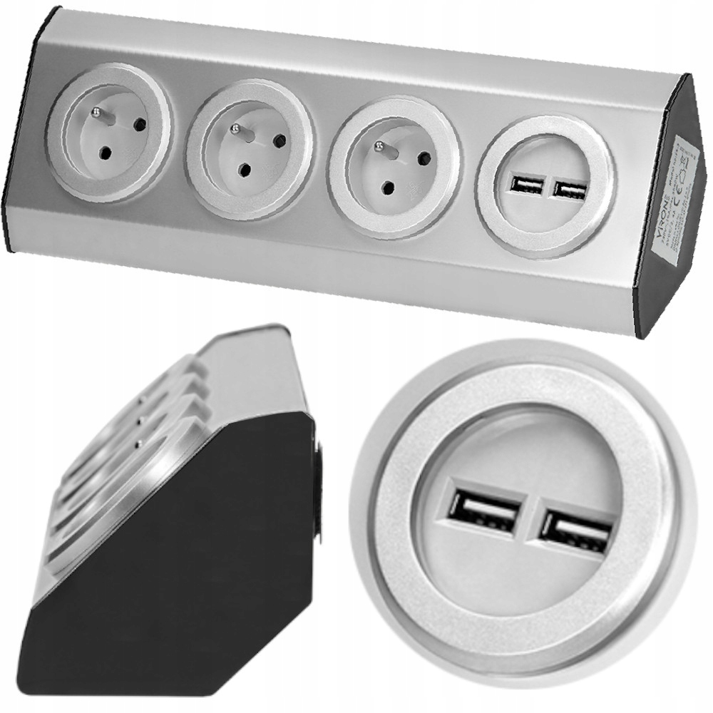 

Gniazdo Meblowe Kuchenne Z Usb 3x2P+Z 2xUSB Inox