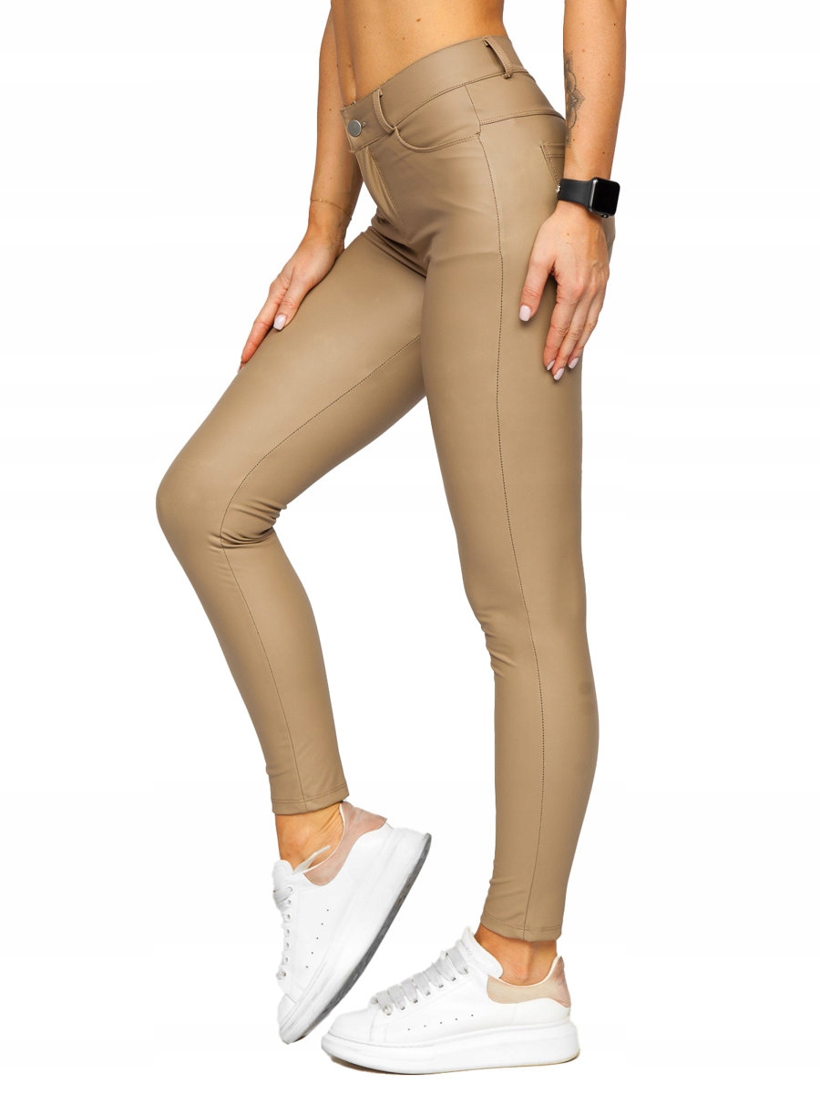

Legginsy Z Imitacji Skóry Beżowe DM850 Denley_s