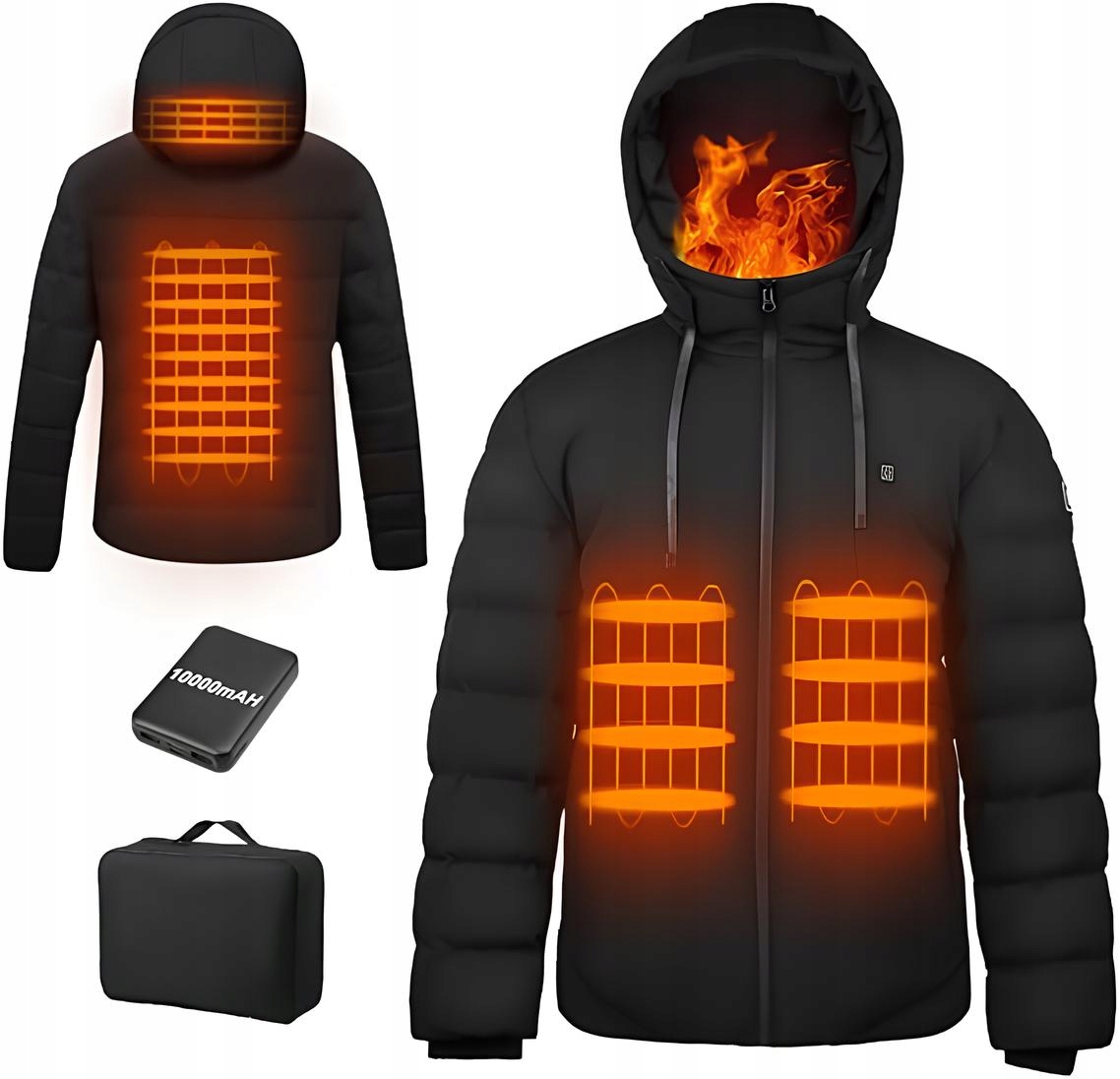 Pánská bunda Antarctica Gear, 16000 mAh, velikost 3XL, černá