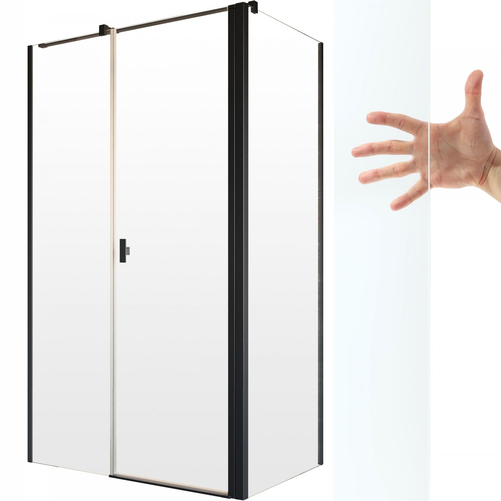 Kabina czarna Nes Kds II 90x100 L szkło czyste