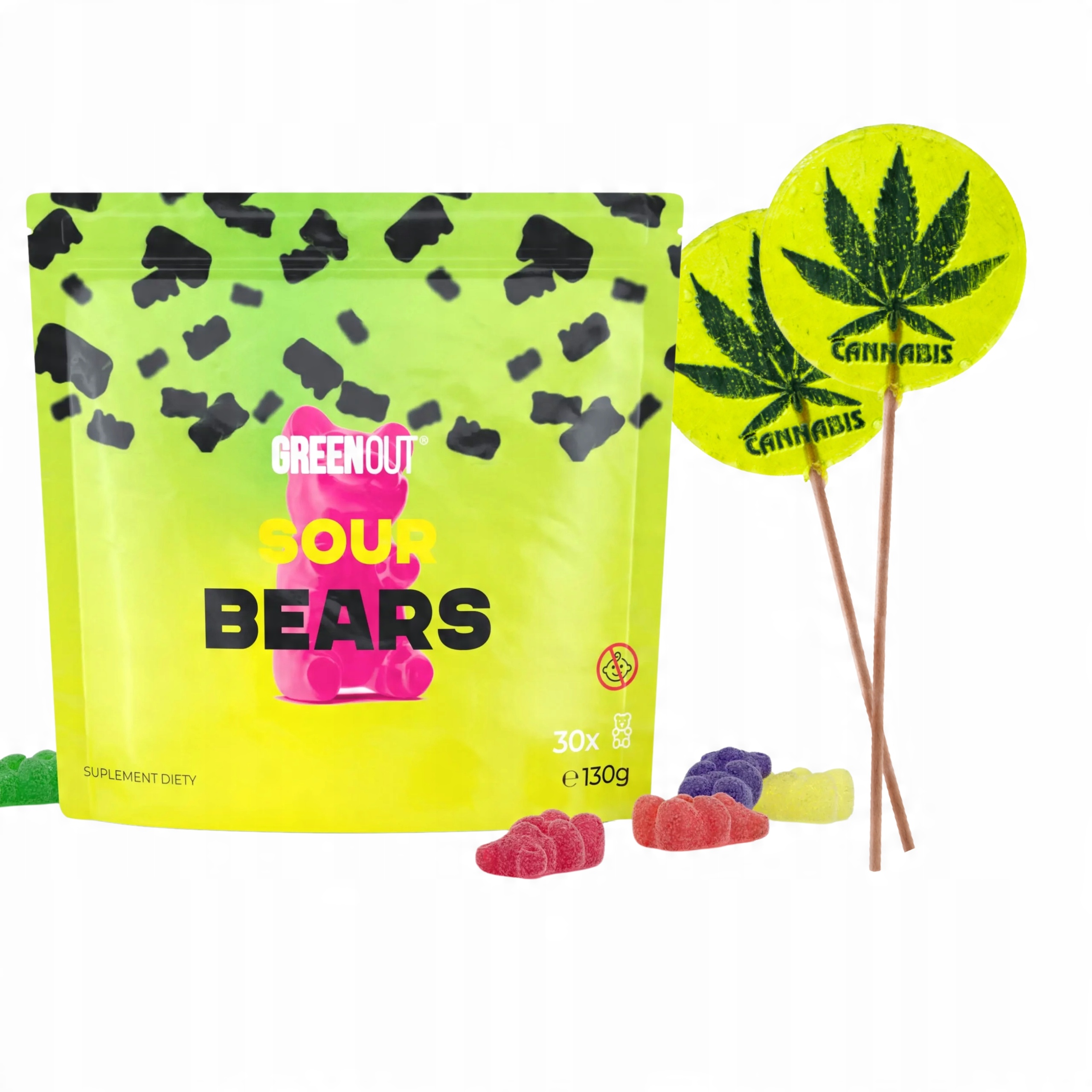 

Żelki Cbd Green Out Sour Bears 250mg 26szt Nowe
