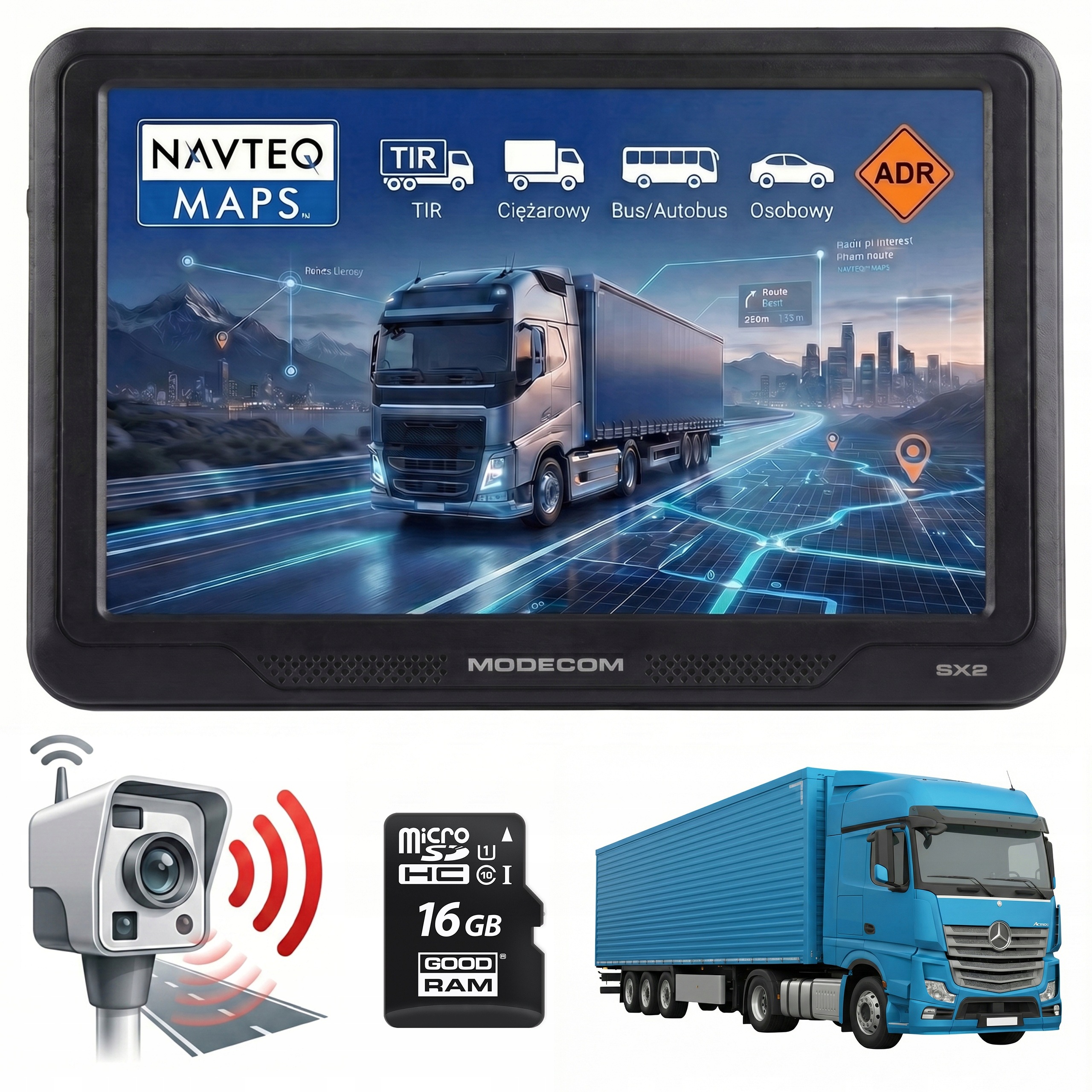 Navigace 5 palců pro nákladní automobily Modecom SX2 Truck Kamion Bus Fotoradary 2026