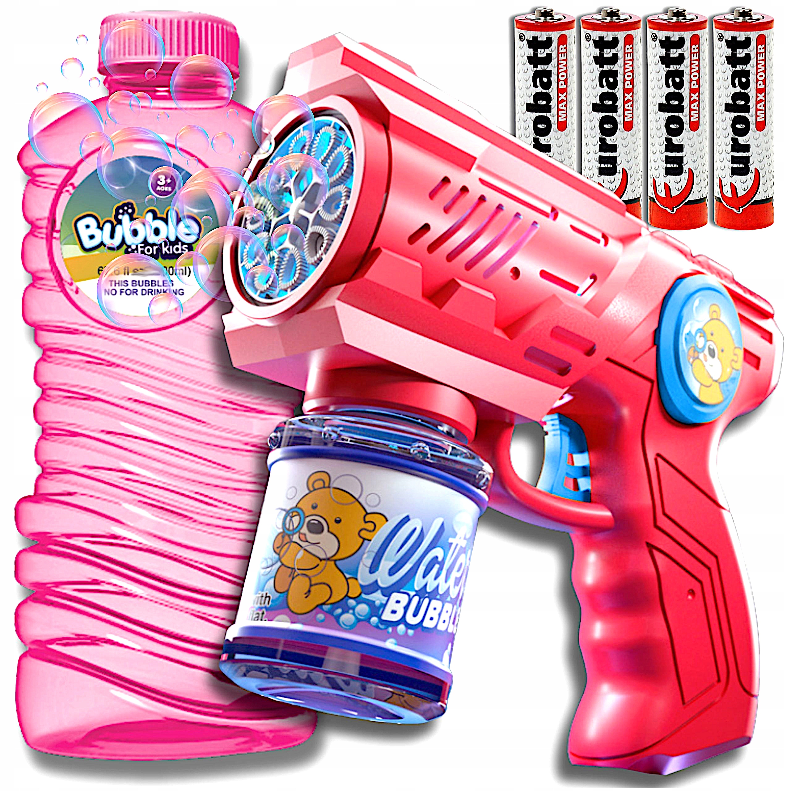 AUTOMATYCZNY PISTOLET NA BAŃKI MYDLANE + PŁYN MASZYNA MASZYNKA DO BANIEK