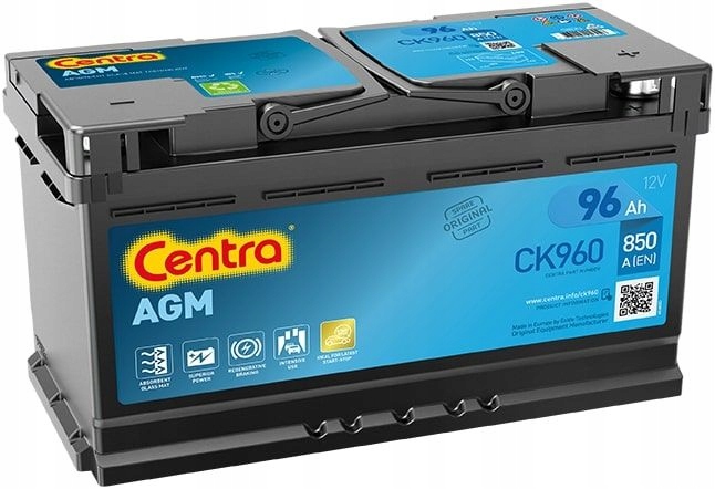 Batéria 96Ah 850A Centra CK960 Agm P+ Start Stop