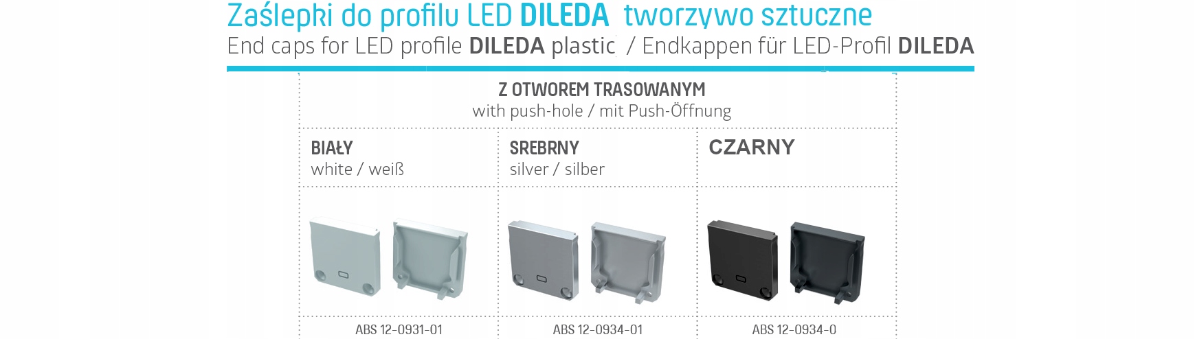 ZAŚLEPKA KOŃCOWA DO PROFILU TYPU DILEDA SZARA CZARNA BIAŁA Kod producenta Zaślepka do profilu typu DILEDA