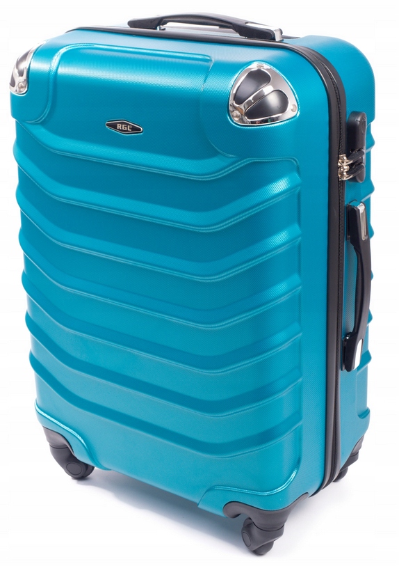 Średnia Walizka Podróżna Bagaż Rgl Niebieski Metaliczny Abs