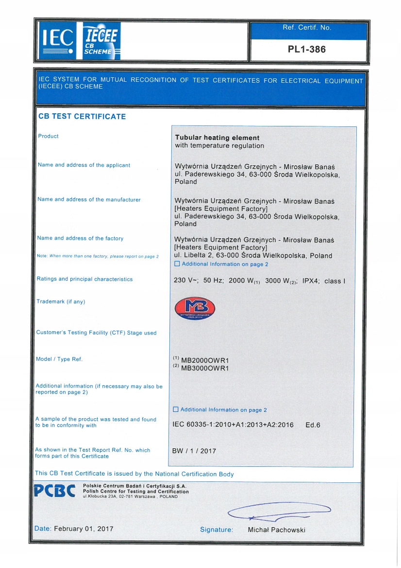 GRZAŁKA do BOJLERA GALMET 2000W 2 kW 6/4 TERMOSTAT Napięcie 230 V