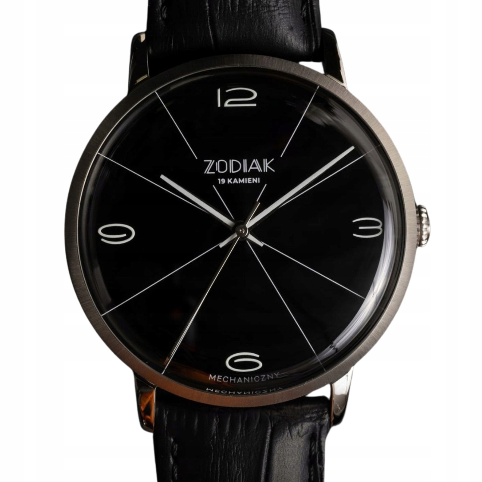 Zegarek męski BłONIE Zodiak Mechaniczny Czarny Mineralne szkło 40 mm