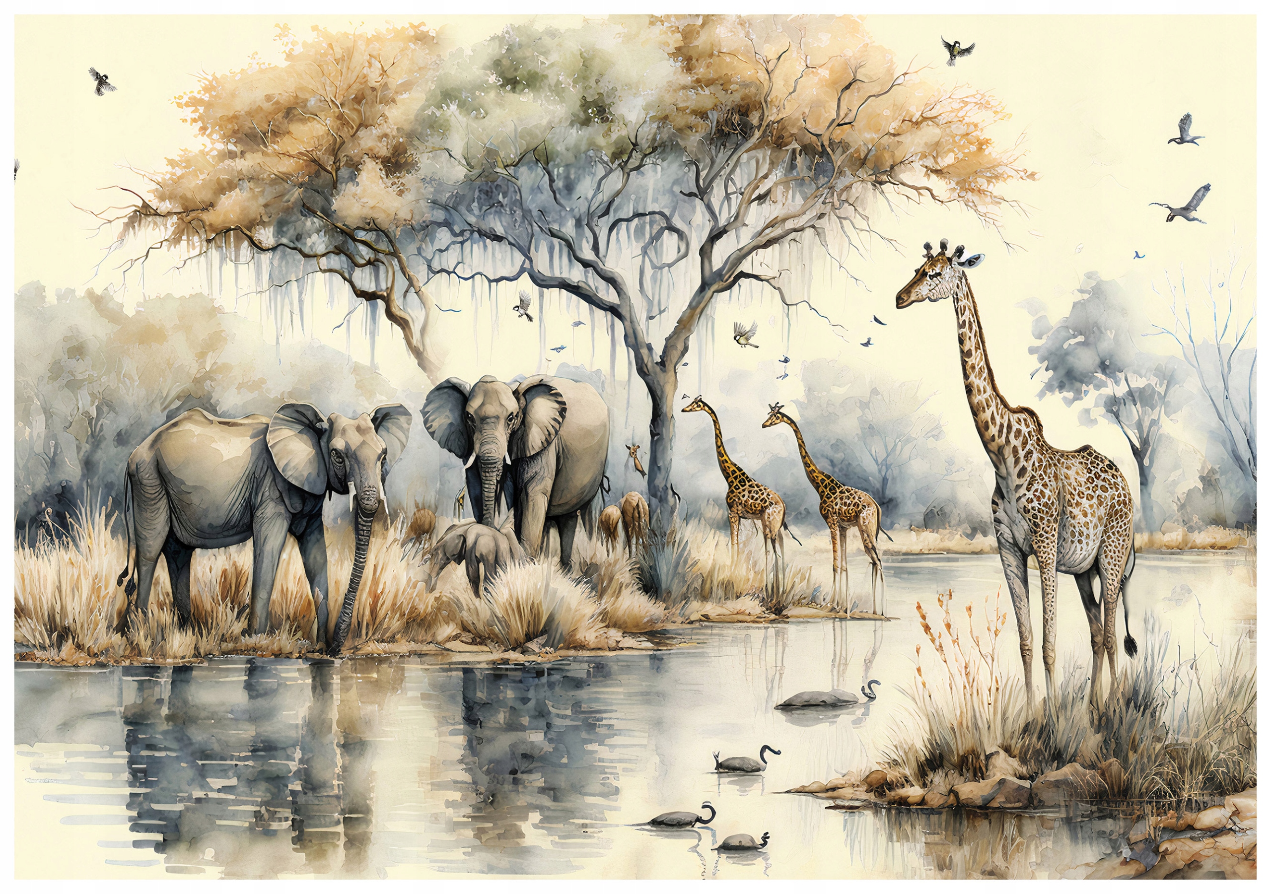 Vliesová fototapeta Slony a žirafy Africké Safari 400x280 lepidlo