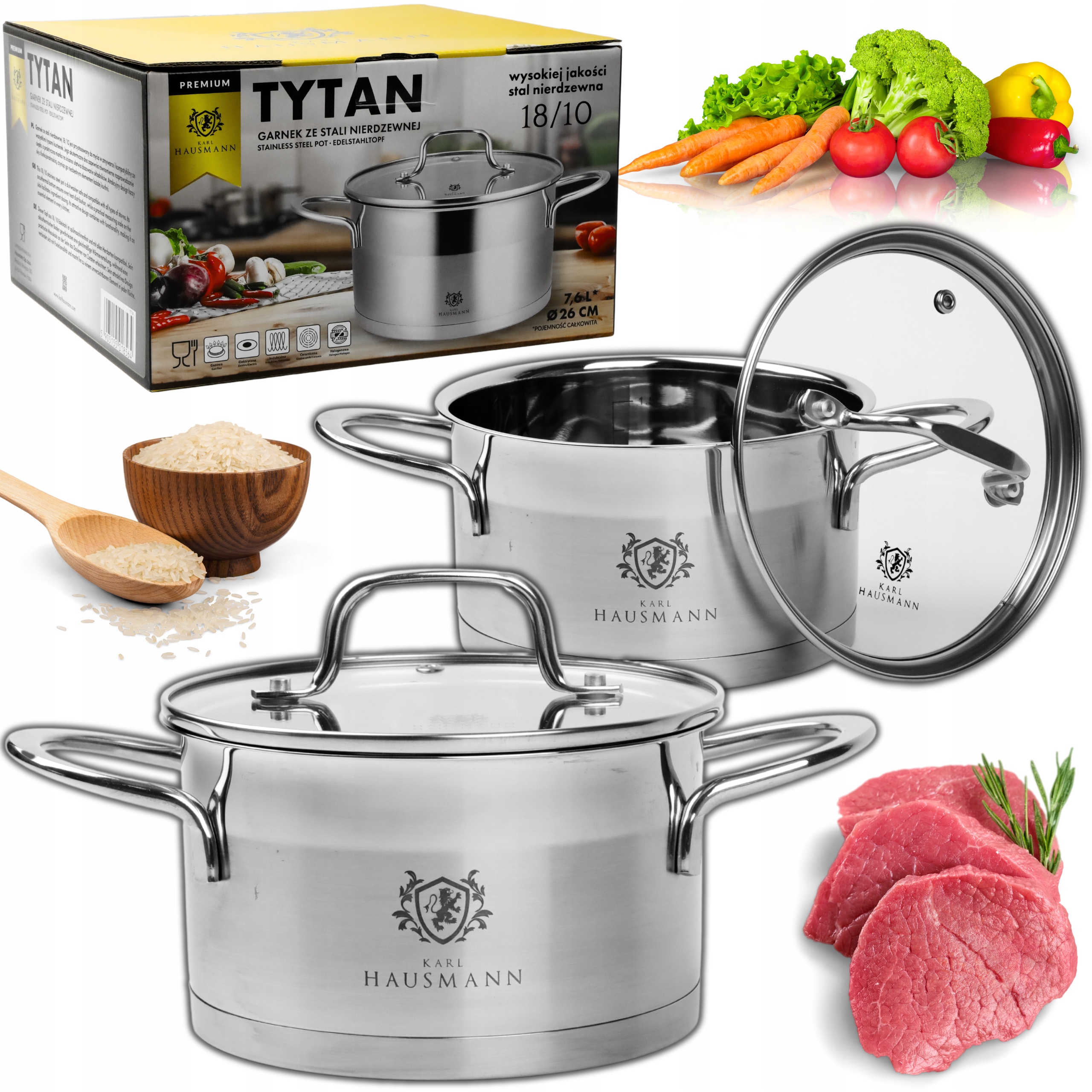 Hrnec Malý Z Nerezové Oceli 7,6 L 18/10 Indukce Plyn Hrnce Titan