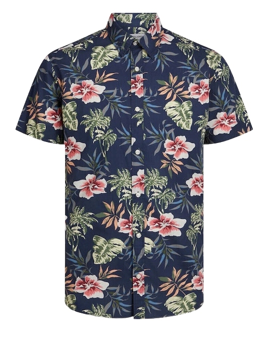 Jack&Jones koszula dziecięca krótki rękaw bawełna niebieski