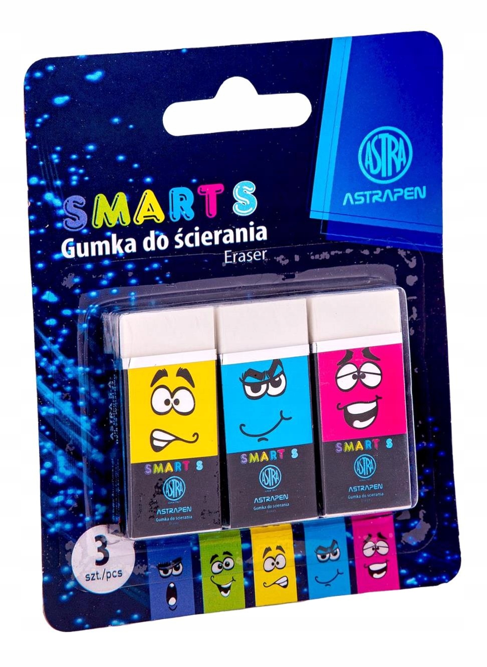 GUMKA DO ŚCIERANIA PEN SMART S ASTRA BLISTER 3 SZTUKI