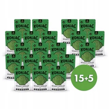 Těstoviny Konjac se Špenátem Keto Bezlepkové Bio 15+5 Zdarma