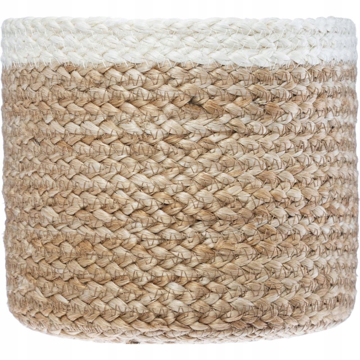 Kosz jutowy donica osłonka juta BOHO biała 3 szt Kształt okrągły