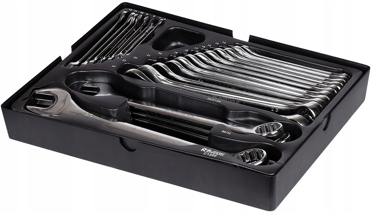 ZESTAW KLUCZE PŁASKO-OCZKOWE 6-32 MM 24 ELEMENTY WKŁAD WARSZTATOWY WÓZKA Marka RICHMANN