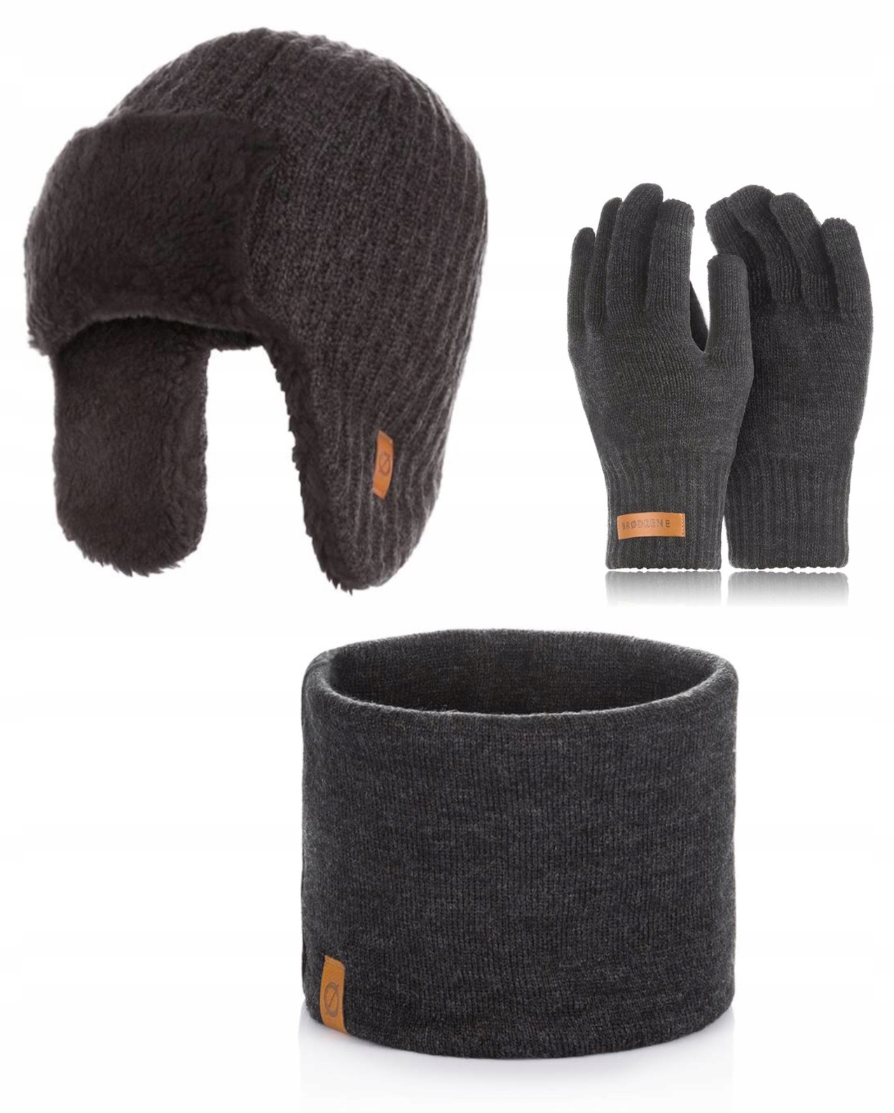 Klasický komplet šálů Čepice Rukavice Grafit