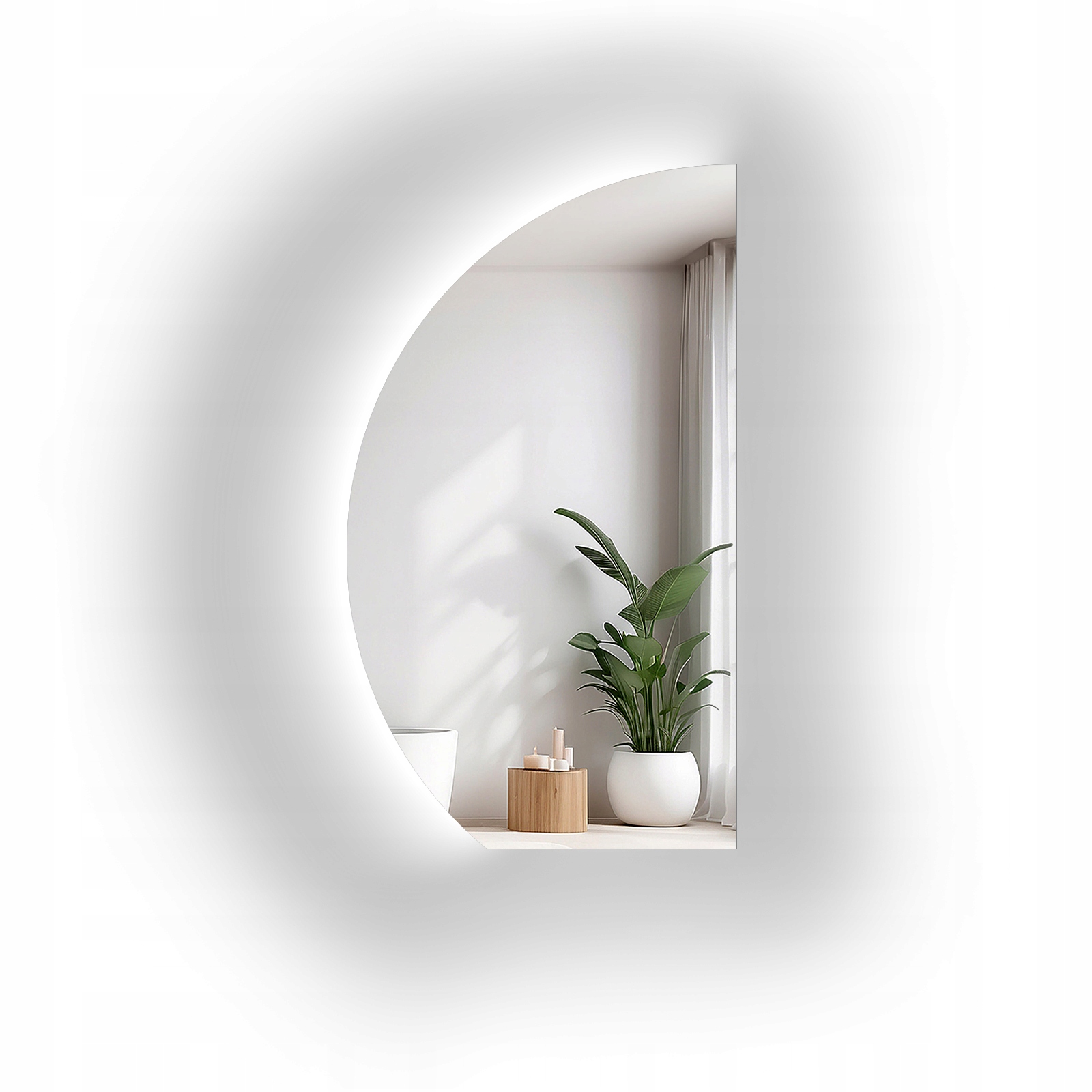 Zrcadlo půlkruhové Helena zkosená spodní část s Led podsvícením 50x100