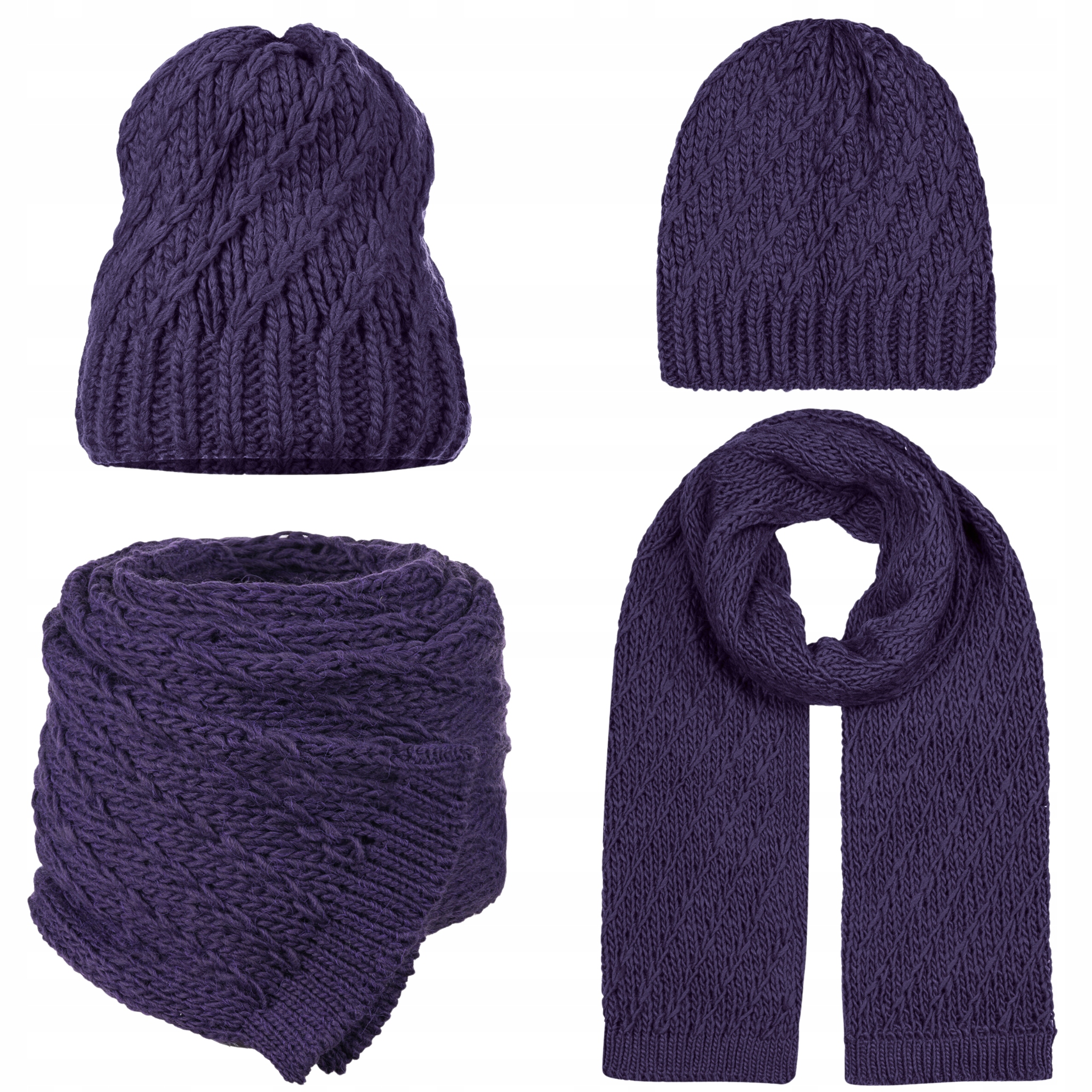 Šála Čepice Beanie Dámská Souprava Ženská 10% Vlna Fialová