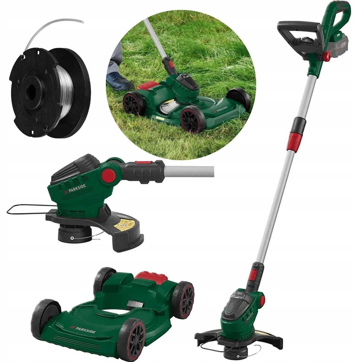 Podkaszarka Akumulatorowa 3W1 Parkside Pamt A1 20V Zestaw Kosa 2X Żyłki