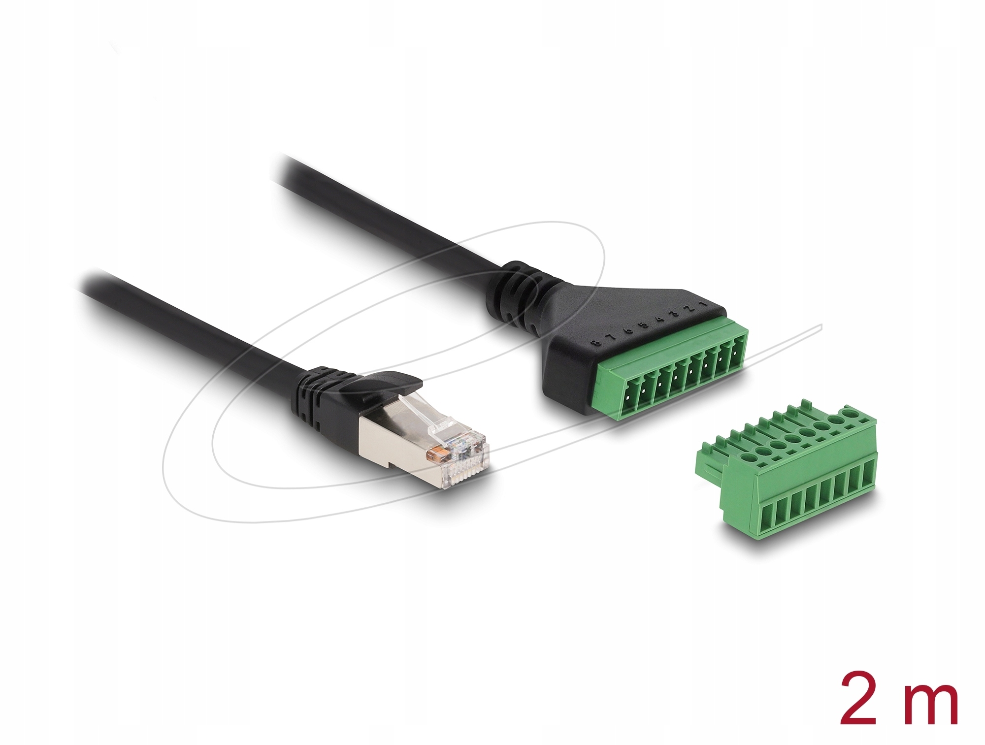 Adapter kablowy RJ45 Cat.6 męski na listwę zaciskową 2m 2-cz Delock 66041