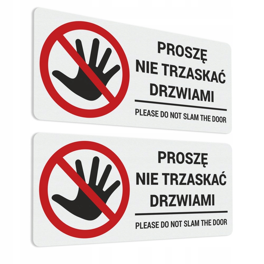 

2 Naklejki Proszę Nie Trzaskać Drzwiami 4.5x10