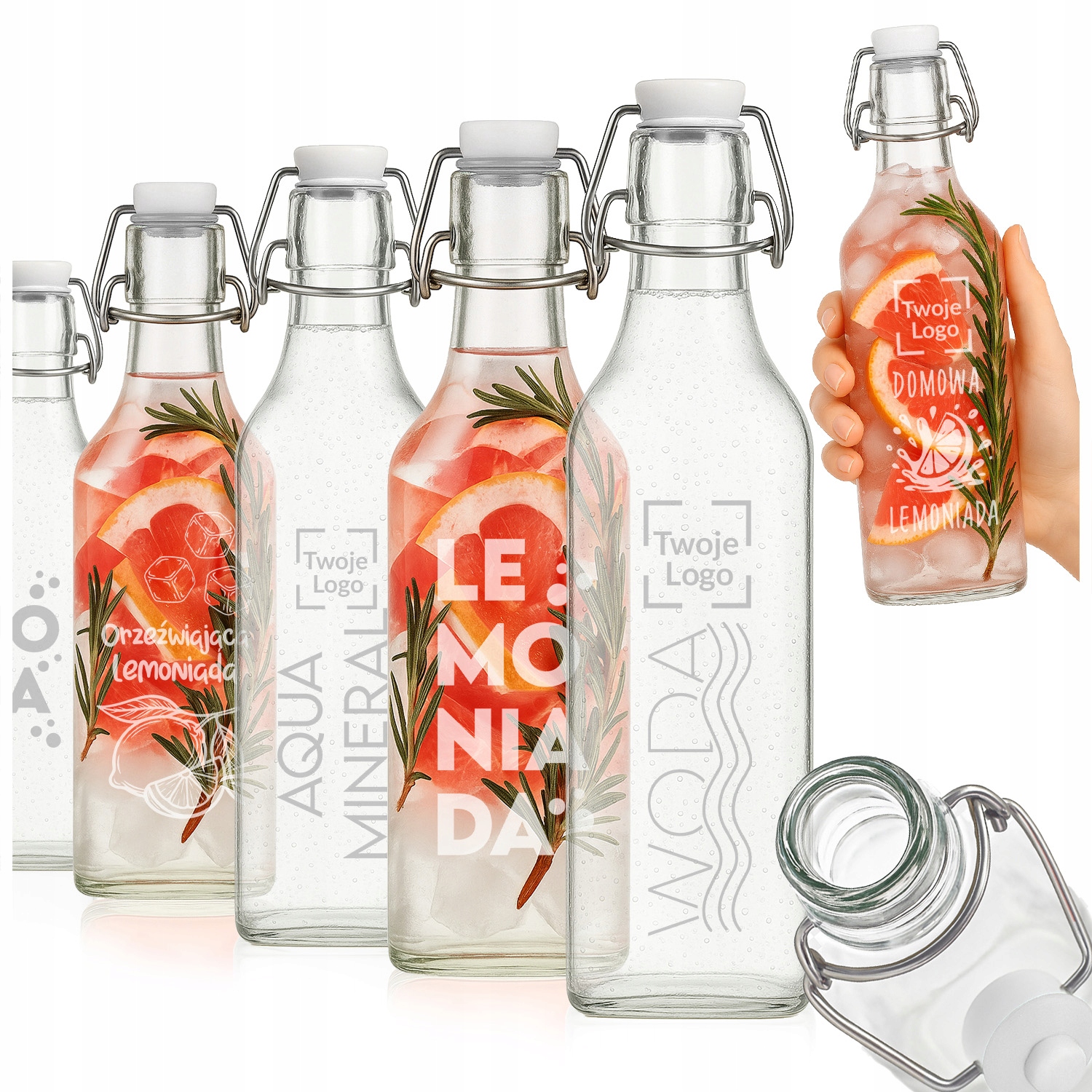 10 Ks Skleněná Láhev 1000 ML Na Vodu Likéry Limonáda Na Vodu Gravírování Logo