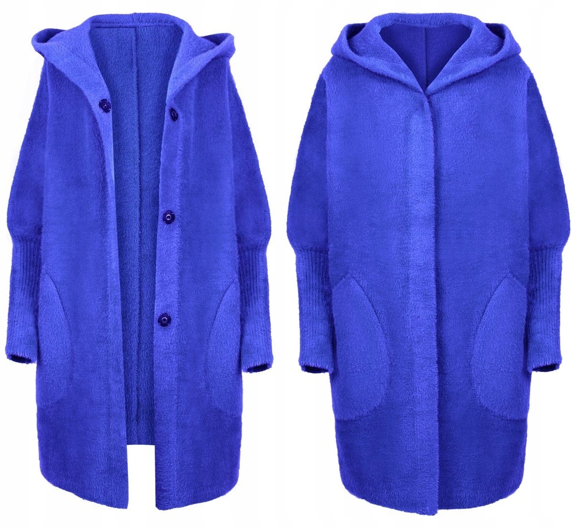 Alpaka Dámská Vlněná Bunda Kabát Svetr kapuce Teplá Pohodlná Chabrová