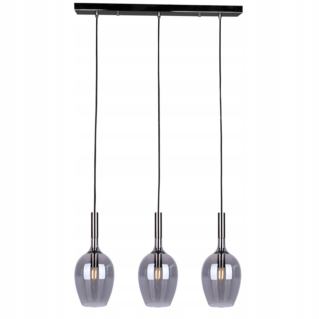 Závesná lampa Lugano 3xE14 40W sklenené tienidlá čierna/chróm Milagro