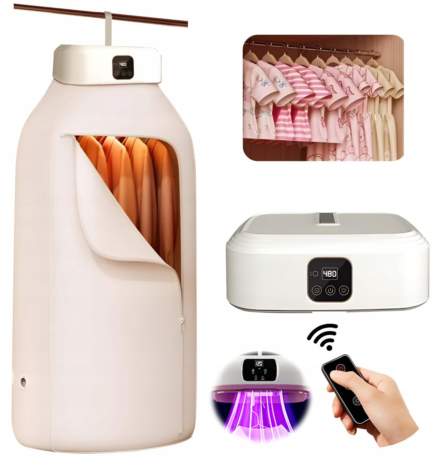 Levně 600W Elektrická Sušák Prádla Inteligentní Sterilizace Skládací Časovač